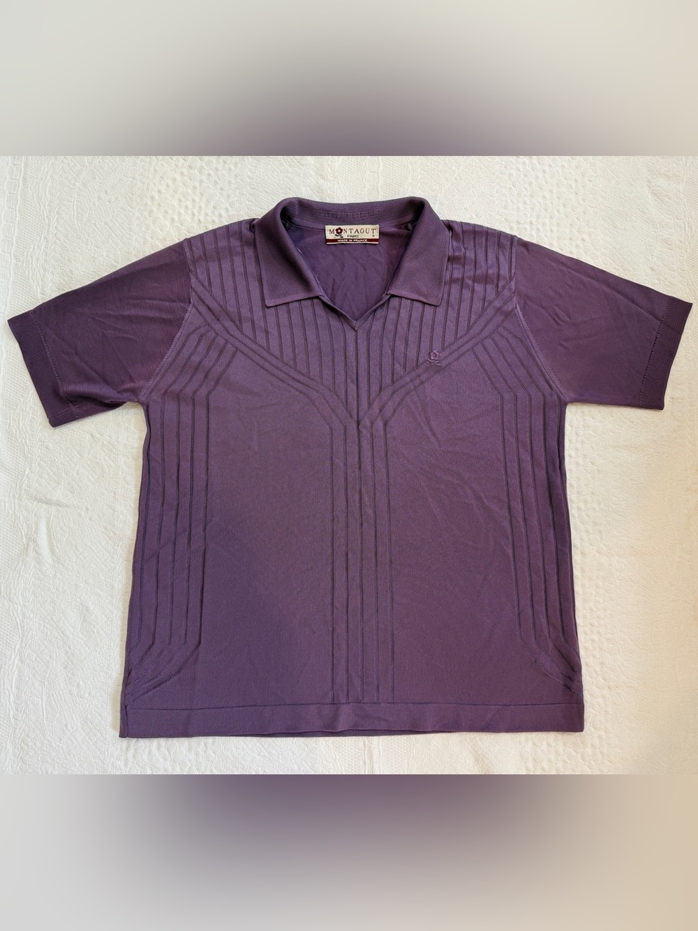 Montagut Paris Women's Collared V Neck Polo Shirt Sz 3 Purple Top